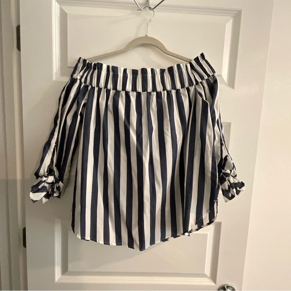 H&M Navy and White Striped Blouse